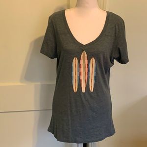 Next Level Apparel Gray Short Sleeve Tee with Surfboard Design